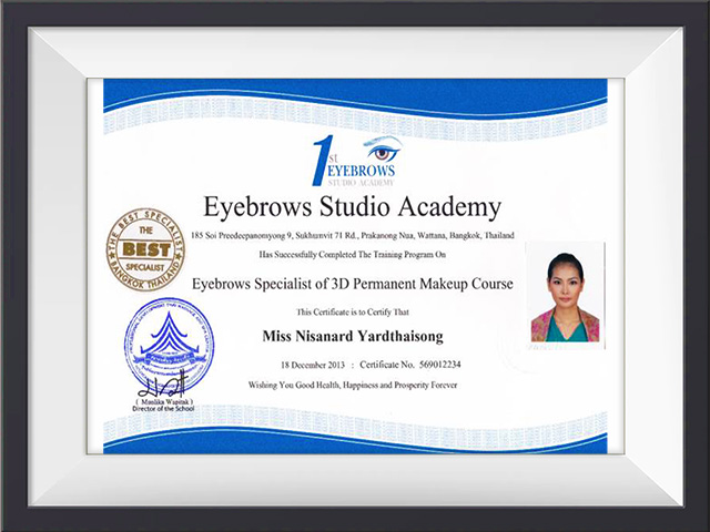 Eyebrows Specialist of 3D permanent Makeup Course,🇹🇭 Eyebrows Studio Academy,