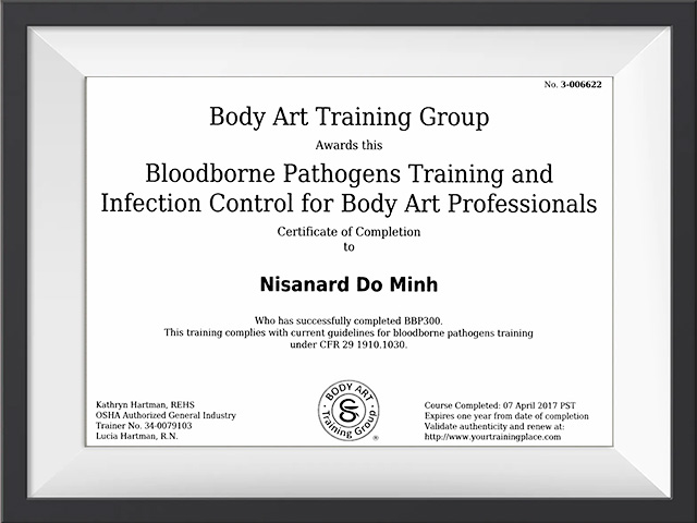 “Bloodborne pathogens training and infection control for body art professionals”,🇺🇸 OSHA,