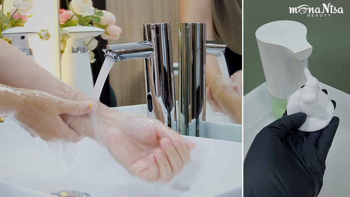 Using a touchless faucet and soap dispenser in PMU treatment rooms | MonaNisa Beauty | Bangkok, Thailand