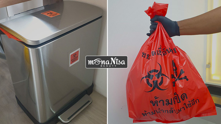 Red medical waste bags | MonaNisa Beauty | Bangkok, Thailand
